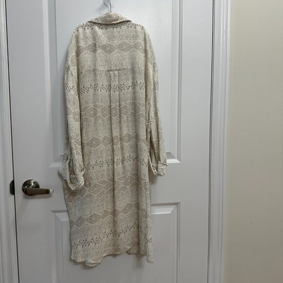 VICI Train of Thought Button Down Shirt - Cream and Brown Size Small Womens - Picture 3 of 11